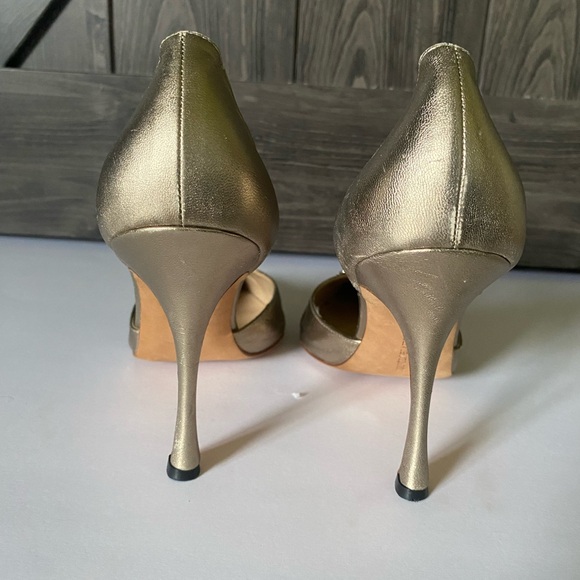 Metallic Leather Manolo Blahnik pointy toe d'orsay pump heels,  sz 41 - Picture 3 of 8